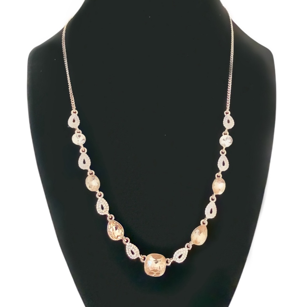 NWT Givenchy Rose Gold Tone & Mixed Peach Crystal Frontal Necklace